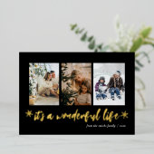 素晴らしい人生の金ゴールドブラッククリスマスフォト 箔シーズンカード (立ち正面)