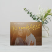 素晴らしい人生の金ゴールド・クリスマス 箔シーズンポストカード (立ち正面)