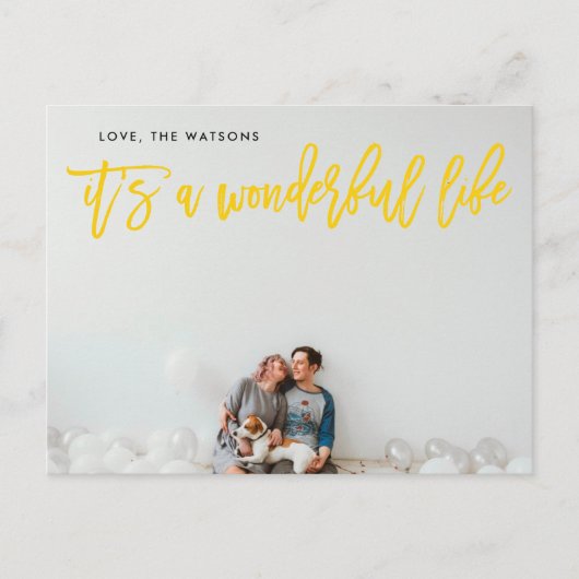 素晴らしい人生の黄色いクリスマスだ シーズンポストカード (正面)