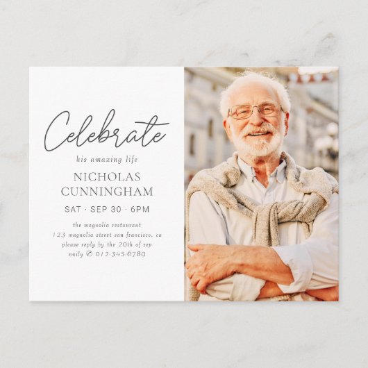 素晴らしい人生を祝おう シンプル モダン フォト ポストカード (正面)