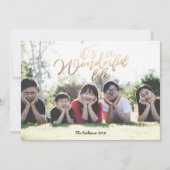 素晴らしい人生ゴールド・フォイルのクリスマスフォト シーズンカード (正面)