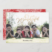 素晴らしい人生ゴールド・フォイルのクリスマスフォト シーズンカード (正面/裏面)