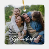 素晴らしい人生2枚の写真のシンプルクリスマス セラミックオーナメント (正面)