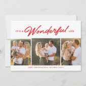 素晴らしい人生3つの写真レッドクリスマス シーズンカード (正面)