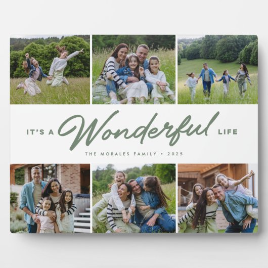 素晴らしい人生6つの写真の家族のコラージュ フォトプラーク (正面)