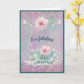 素晴らしい介護者の水色サボテンに カード (黄色い花)