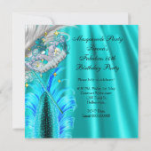 素晴らしい仮装パーティー誕生日ティール（緑がかった色）ブルー 招待状 (裏面)