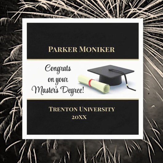 素晴らしい修士号！卒業 スタンダードカクテルナプキン