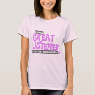 素晴らしい傾聴者の女性ピンクの紫色のTシャツ Tシャツ