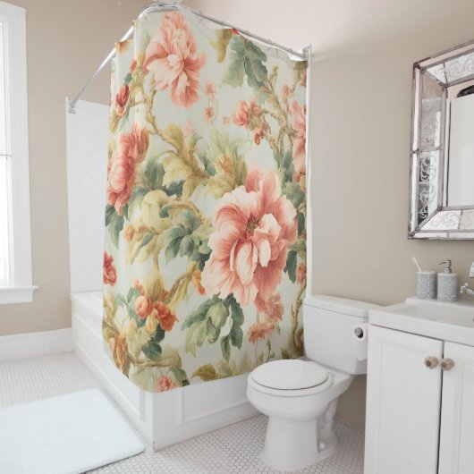 素晴らしい優しい絶妙な花離れ、花。絵を描の シャワーカーテン (インサイチュ)