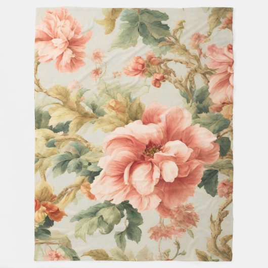 素晴らしい優しい絶妙な花離れ、花。絵を描の フリースブランケット (正面)