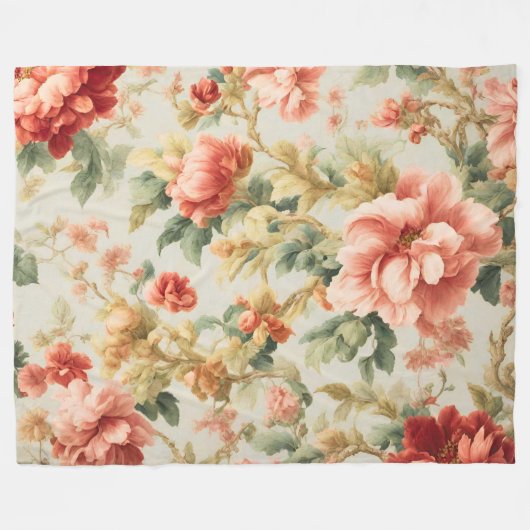 素晴らしい優しい絶妙な花離れ、花。絵を描の フリースブランケット (正面(横))