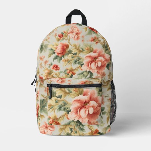 素晴らしい優しい絶妙な花離れ、花。絵を描の プリントバックパック (正面)