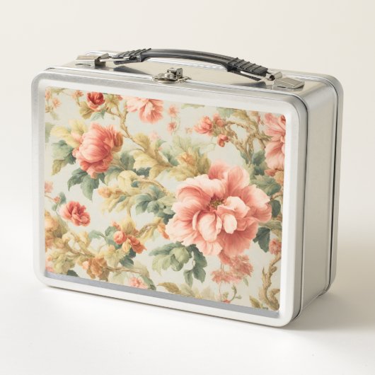 素晴らしい優しい絶妙な花離れ、花。絵を描の メタルランチボックス (正面)