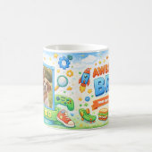 素晴らしい兄の恐竜ゲームカスタム写真コラージュ コーヒーマグカップ (中央)