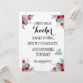 素晴らしい先生ありがとう感謝ギフト カード (正面/裏面インサイチュ)