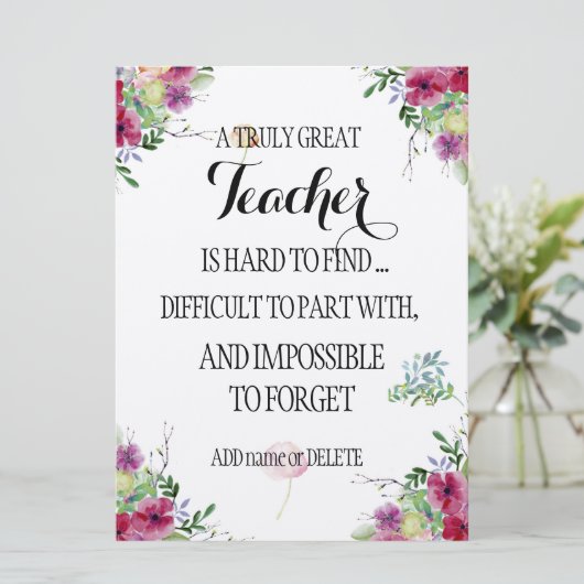 素晴らしい先生ありがとう感謝ギフト カード (スタンド正面)