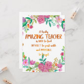 素晴らしい先生感謝ギフトのサインありがとう カード (正面/裏面インサイチュ)