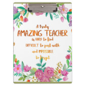 素晴らしい先生感謝ギフトのサインありがとう クリップボード (正面)