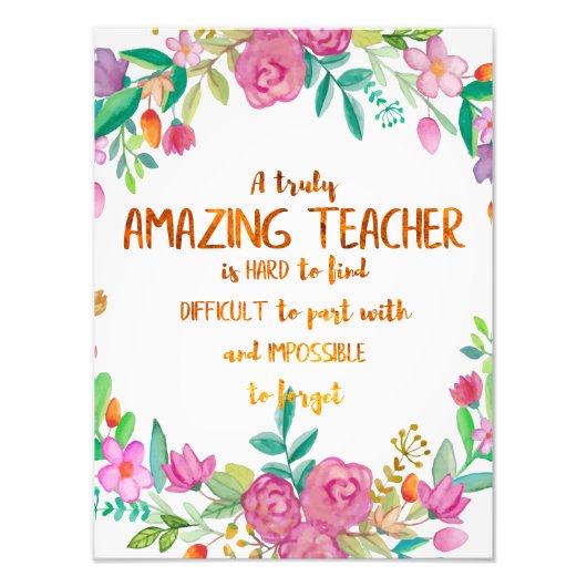 素晴らしい先生感謝ギフトのサインありがとう フォトプリント            (正面)