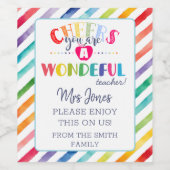 素晴らしい先生感謝ギフトへの応援 ワインラベル (シングルラベル)