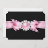 素晴らしい写真の誕生日パーティーソフトピンクブラック 招待状 (裏面)