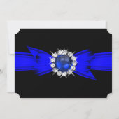 素晴らしい写真の誕生日パーティー王室のブルーブラック 招待状 (裏面)