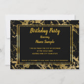 素晴らしい写真金ゴールド大理石ブラックバースデーパーティー 招待状 (裏面)