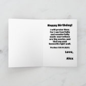素晴らしい創造 - 聖書の詩 かわいい青い誕生日 カード (内部)
