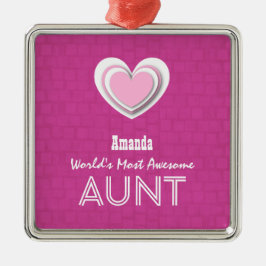 素晴らしい叔母さんパステル調のショッキングピンクのモザイクおよび星F01 メタルオーナメント