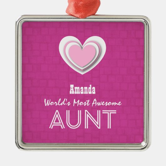 素晴らしい叔母さんパステル調のショッキングピンクのモザイクおよび星F01 メタルオーナメント (正面)