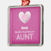 素晴らしい叔母さんパステル調のショッキングピンクのモザイクおよび星F01 メタルオーナメント (左)