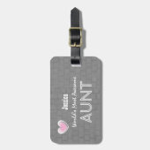 素晴らしい叔母さん灰色のモザイクおよびピンクのハートF02Z ラゲッジタグ (正面縦)