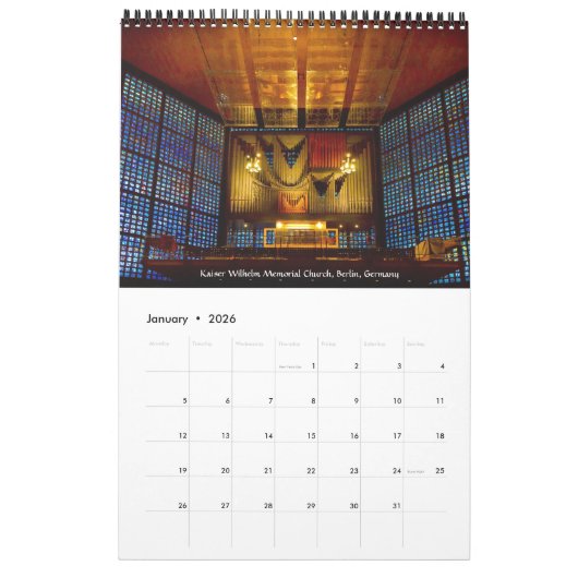 素晴らしい器官および小さいカレンダーの垂直 カレンダー (1月 2026)