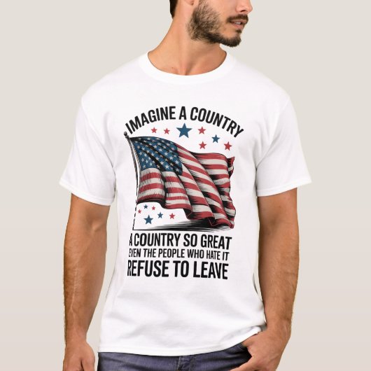 素晴らしい国を想像してみよう ビンテージアメリカ国旗 Tシャツ (正面)