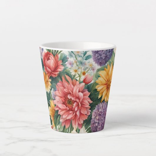 素晴らしい夏の庭カラフルの花 カフェラテマグ (正面)