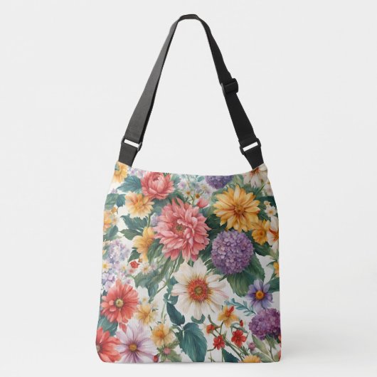 素晴らしい夏の庭カラフルの花 クロスボディバッグ (正面)