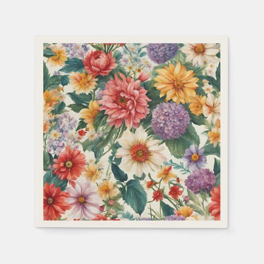 素晴らしい夏の庭カラフルの花 スタンダードカクテルナプキン (正面)