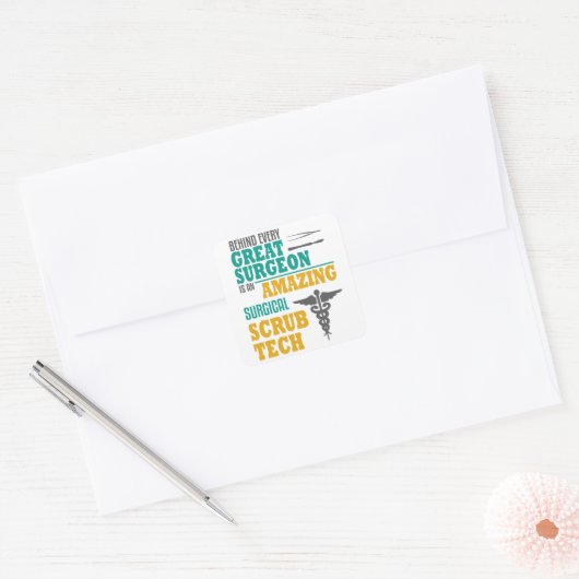 素晴らしい外科手術用スクラブ技術おもしろい外科医 スクエアシール (封筒)