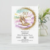 素晴らしい大人デジタル金ゴールド40歳の誕生日 招待状 (スタンド正面)