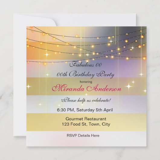 素晴らしい女性の誕生日パーティシャンパンスティレット 招待状 (裏面)