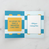 素晴らしい娘の写真名ブルーイエローバースデー カード (内部)