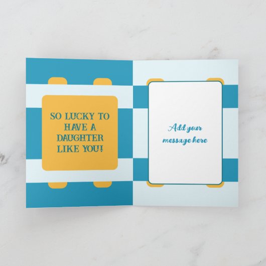 素晴らしい娘の写真名ブルーイエローバースデー カード (内部)