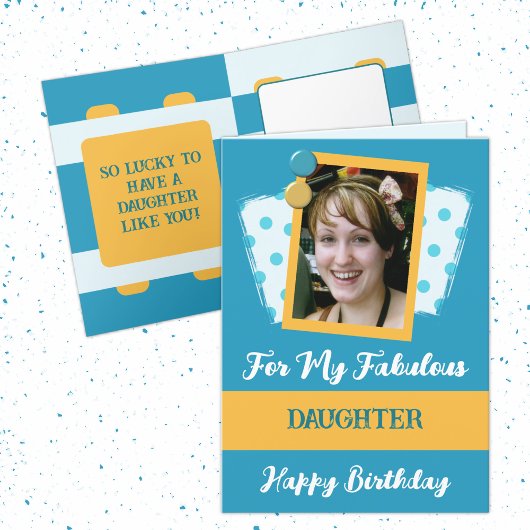 素晴らしい娘の写真名ブルーイエローバースデー カード