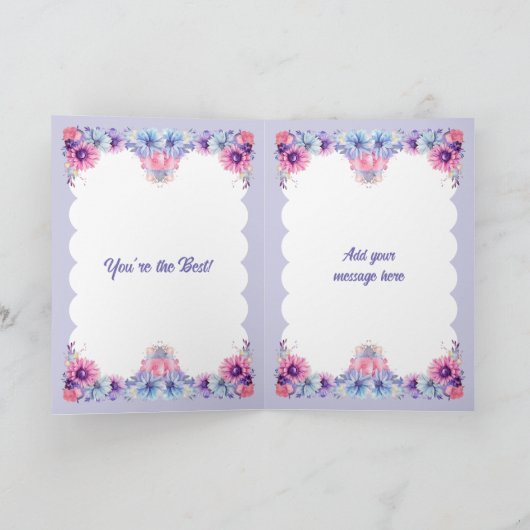 素晴らしい娘の花の紫色の誕生日 カード (内部)