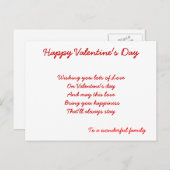 素晴らしい家族のバレンタインデーのカード シーズンポストカード (正面/裏面)