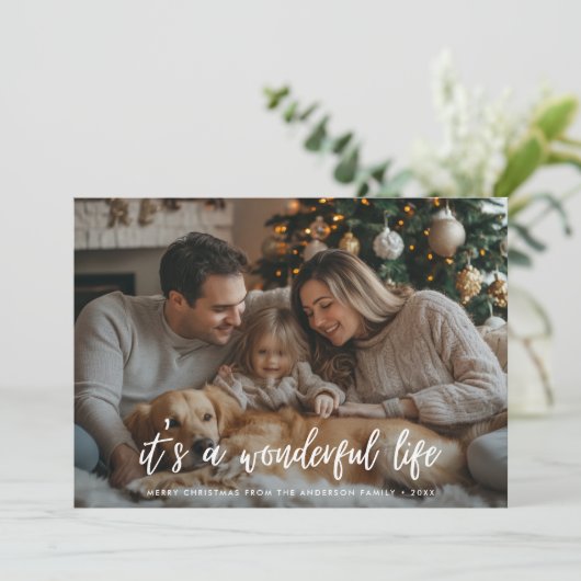 素晴らしい家族の犬のクリスマスフォト シーズンカード (スタンド正面)