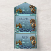 素晴らしい小さなスチームパンクシーホース。 オールインワン招待状 (内側)