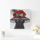 素晴らしい帽子をかぶった黒猫 スクエア壁時計 (ホーム)