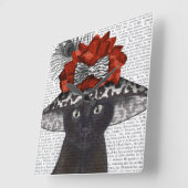 素晴らしい帽子をかぶった黒猫 スクエア壁時計 (傾斜)